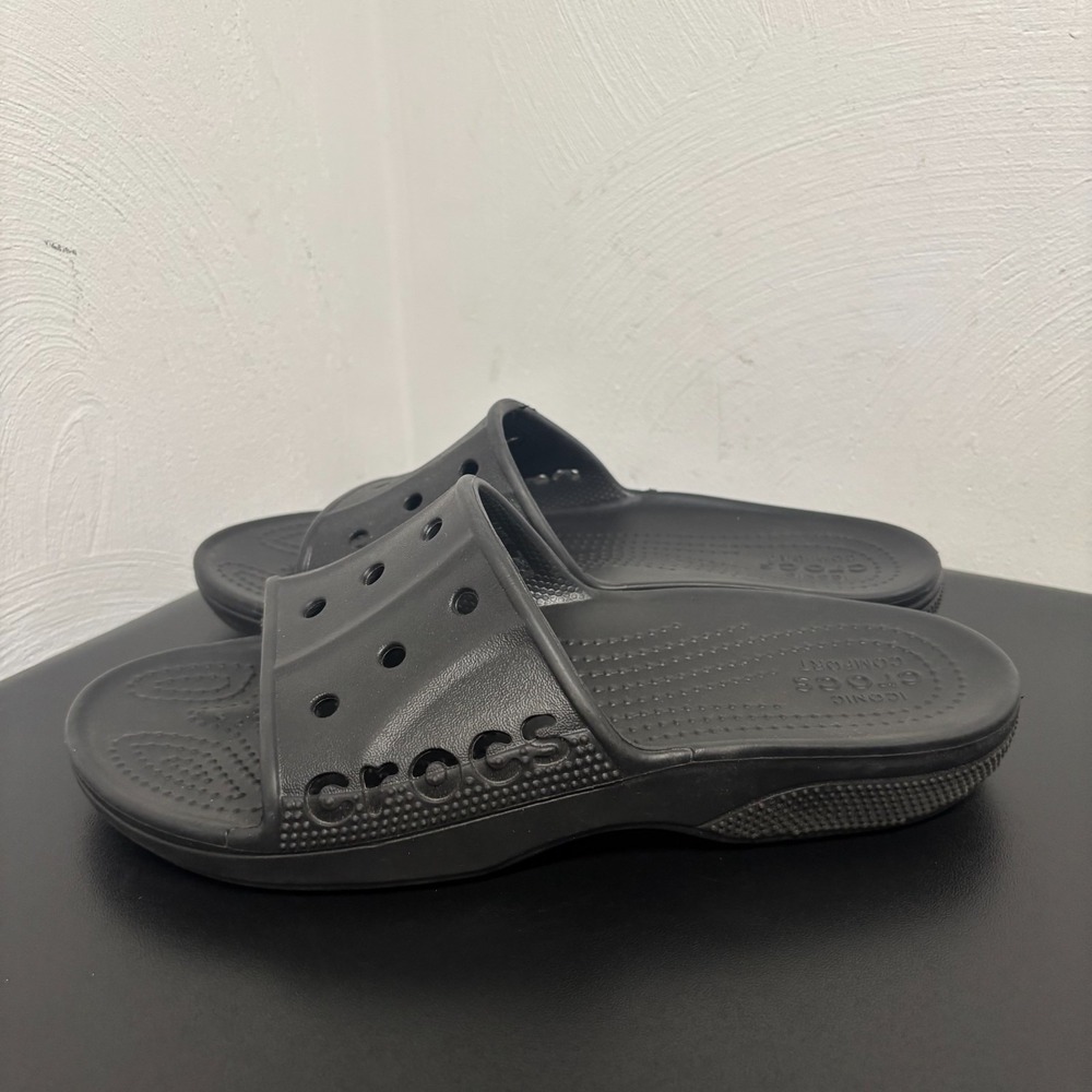Crocs Baya II Slide Sandals Black Unisex Slip On Women's 8 Men's 6 Casual Shoes